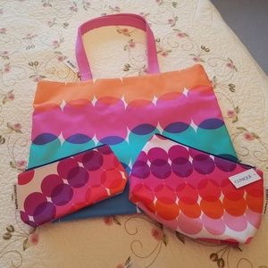 Beach bag and matching cosmetics bags